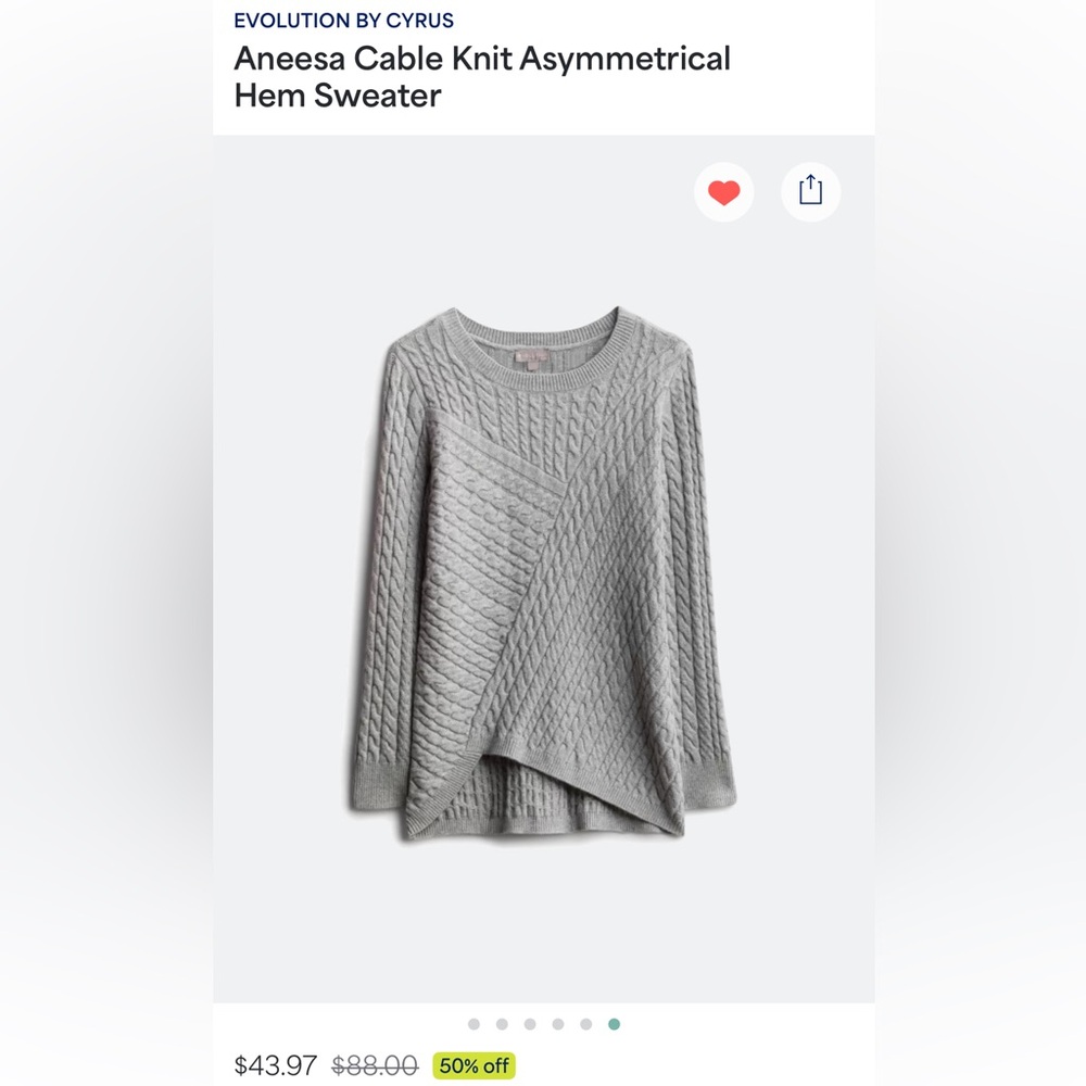 Elegant Gray Cable Knit Women's Sweater